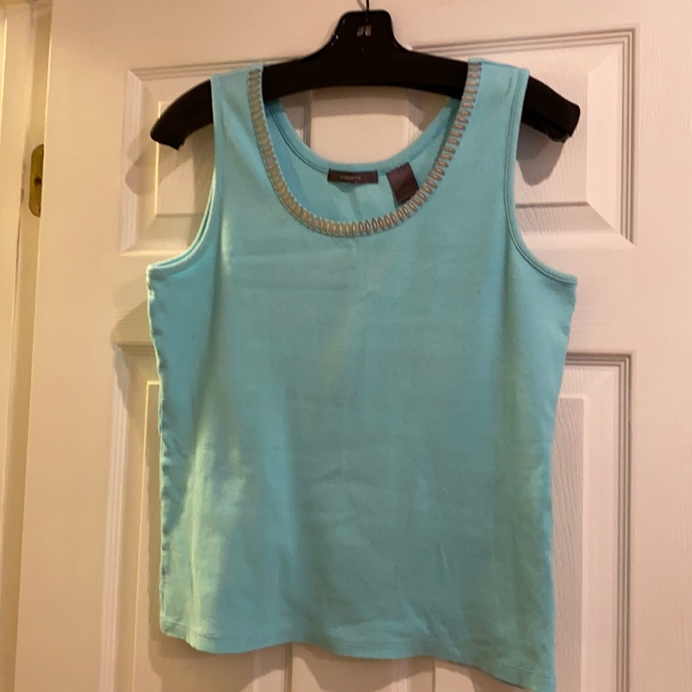 Liz Claiborne teal cotton/spandex tank top L